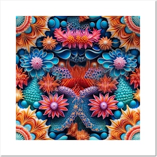 Whimsical Underwater Symphony - Vibrant Coral Reef Pattern Posters and Art